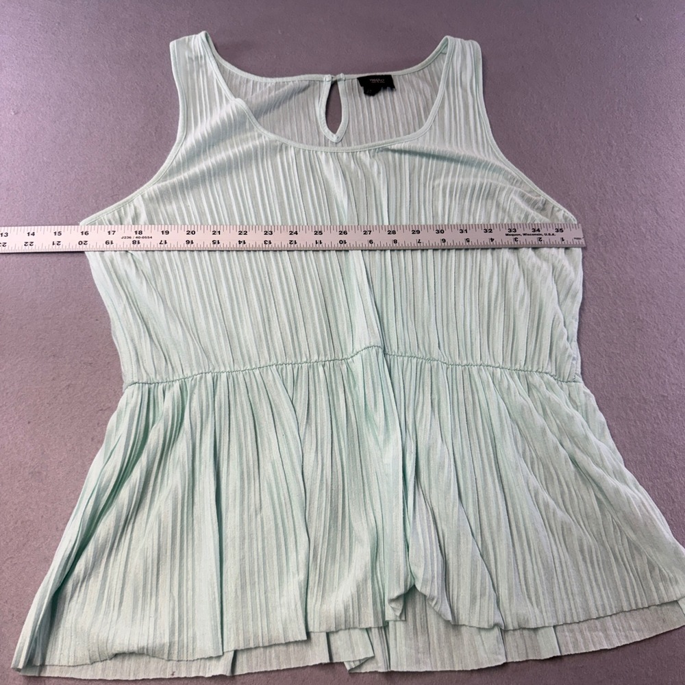 141 Mossimo Peplum Tank Top XL Mint Green Pleated Babydoll Sleeveless - Picture 4 of 5
